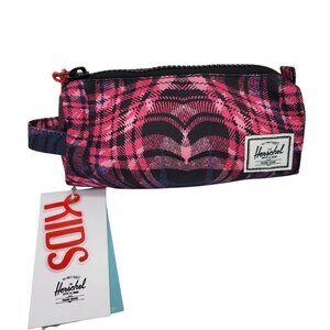 Herschel Kids Pencil Case Pink Plaid With Zippered Compartment & Handle